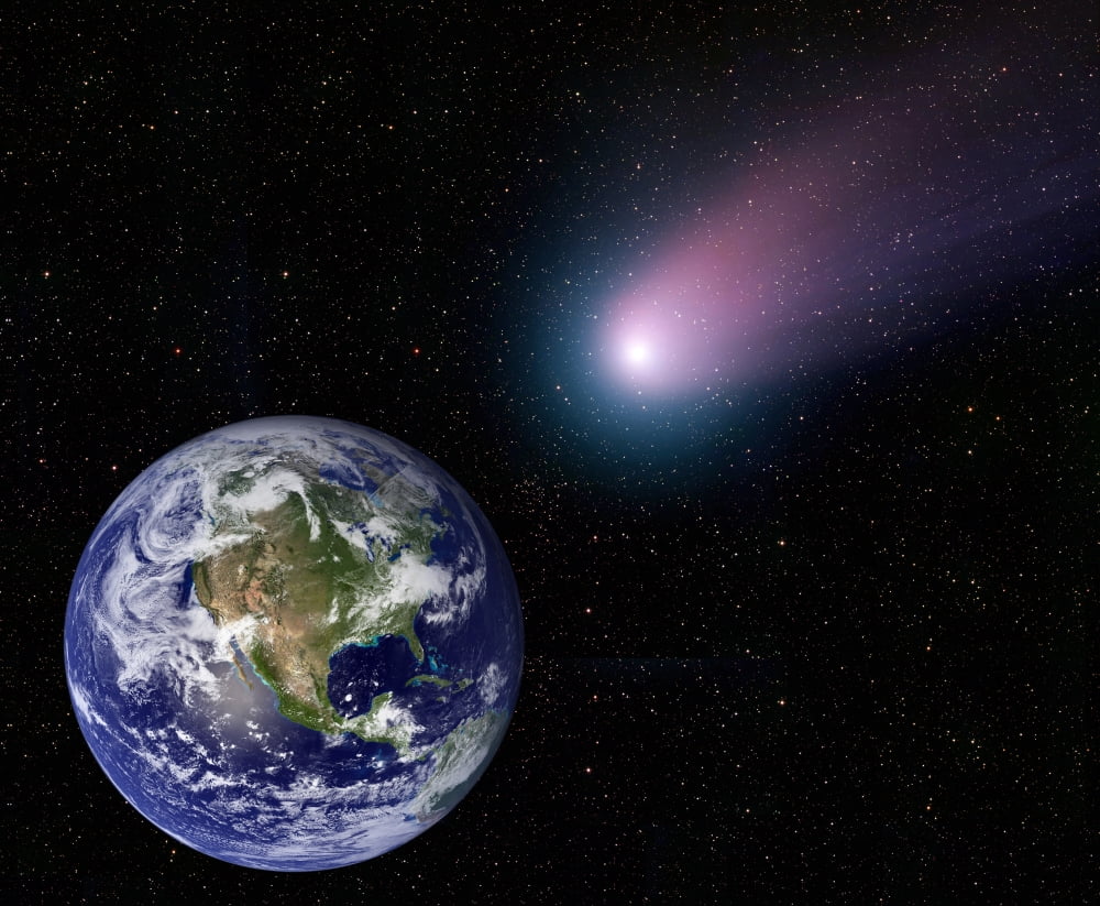 Digital composite of a comet heading towards Earth Canvas Art - Stocktrek Images (32 x 26)