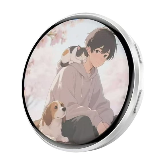 1.7" HD Smart Digital Badge Pin, Custom GIF & Dynamic Video Display, Touch Control Electronic Anime Peripheral,White