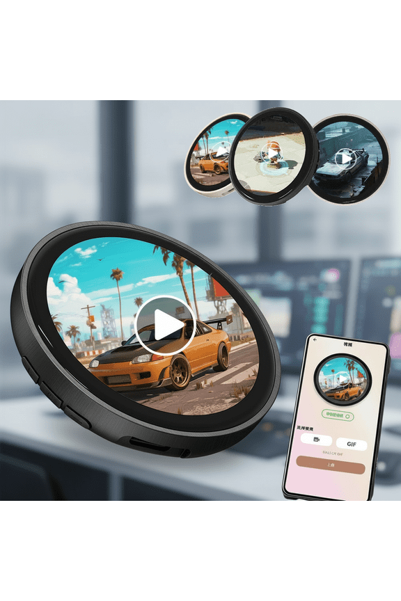 Digital displayed Pixel Badge Pin, 1.85inch HD display Badge Magnetic Cute Pin, Badges Button with Videos/Photos Display via Bluetooth 6.0, Cosplay Concert Gift for Anime Fans