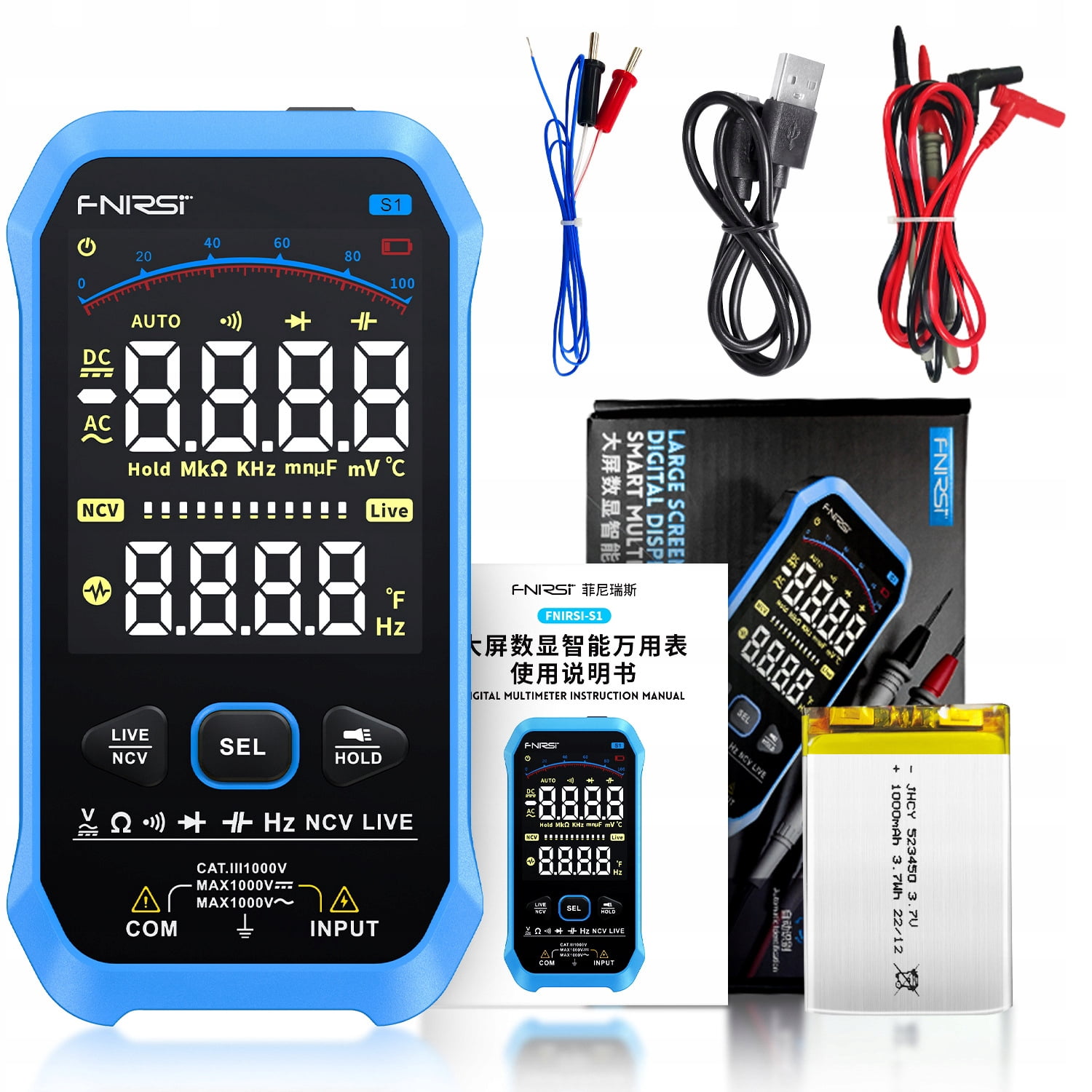 Digital high-precision fully automatic portable ultra-thin anti-burn digital display multimeter