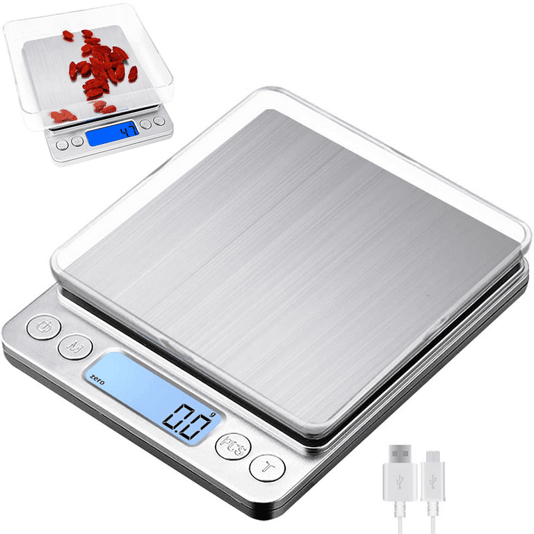 Digital Food Scale, Kitchen Weighing Scale USB High Precision Timer  Electronic LCD Dispaly Weight Gram Scales