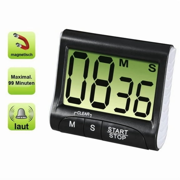 Digital kitchen timer with large display and loud sound