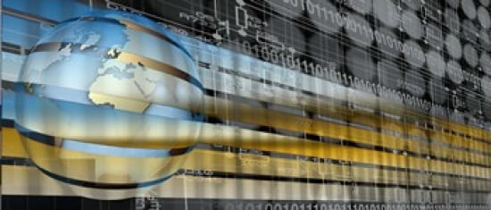 Digital representation of the Earth with grid lines and binary digits Canvas Art - Panoramic Images (30 x 13)