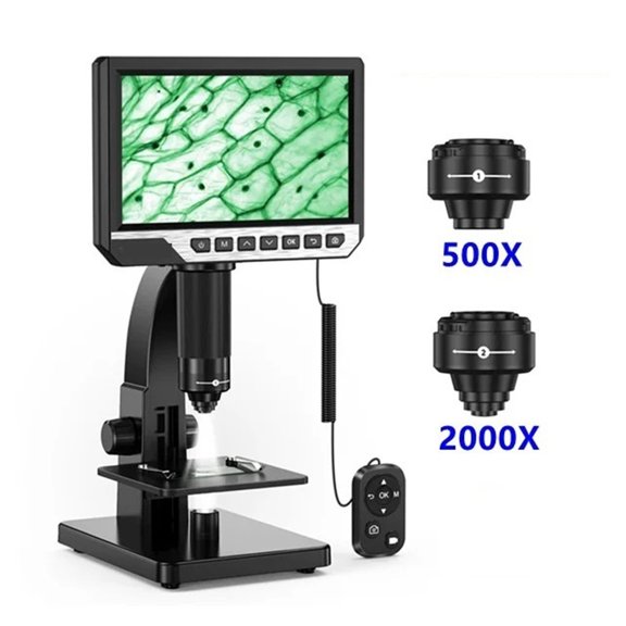 Digital scope 2000X 7" IPS 12MP 1080P Lab Biological scope Camera Dual Lens With Remote Control ,High Clarity