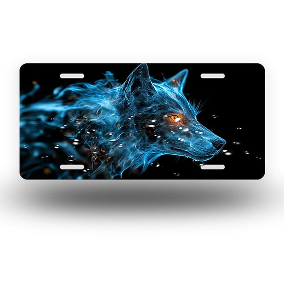 Digital style Wolf Front License Plate,Metal License Plate,Funny Standard Plates Personalized Novelty Decorative For Men/Women/Boys/Girls Car 6×12 Inch