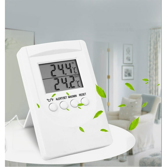 Digital thermometer indoor/outdoor temperature gauge with alarm