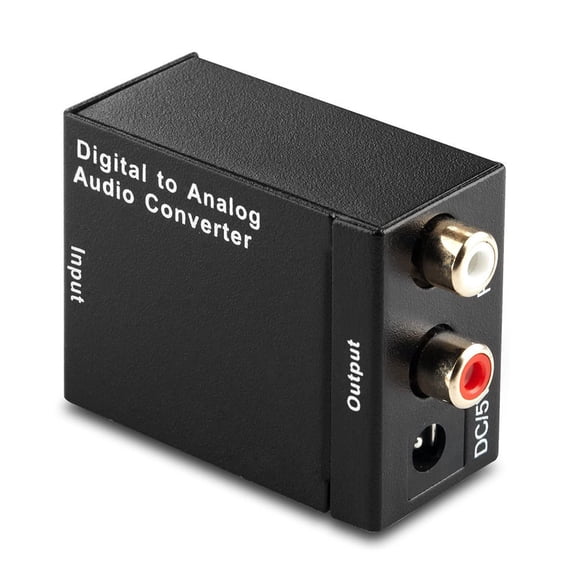 Digital to Analog Audio Converter, Digital Optical Toslink to RCA Analog Coaxial Audio Converter Adapter with Optical Cable