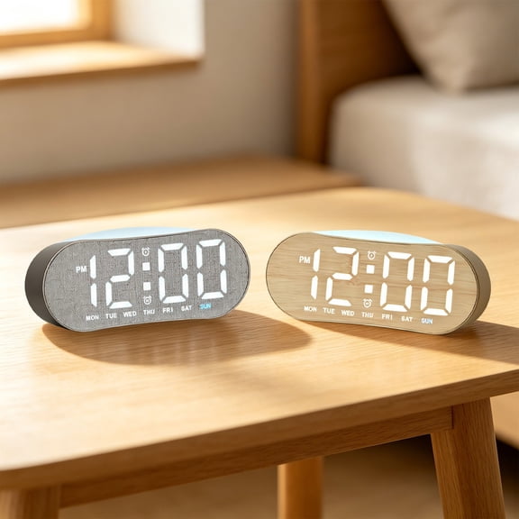 DigitalClock LED Display - Multifunction Electronic Clock Date Temperature Time DST Auto Adjustment Dual Power Brightness Control Office Bedroom