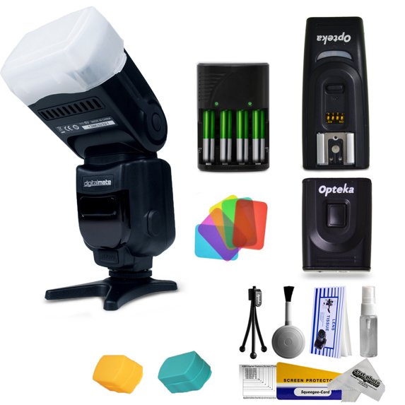 DigitalMate SpeedLight Power Zoom Flash 18-180mm Photo Kit + Diffusers + Flash Remote Control + Receiver for Canon Digital SLR Camera Models T6s, T6i, T5i, T5, T4i, T3i, T3, T2i, SL1, T1i