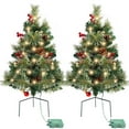 thumbnail image 1 of 30in Artificial Christmas Trees Set of 2 Pre-Lit Mini Christmas Trees with 30 LED Lights, Bright Ball, Pine, Berries for Indoor Outdoor Decor, 1 of 6