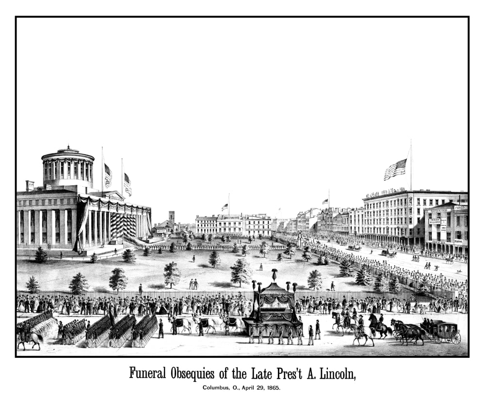 Digitallly Civil War era print showing the funeral procession of President Lincoln Canvas Art - John ParrotStocktrek Images (32 x 26)