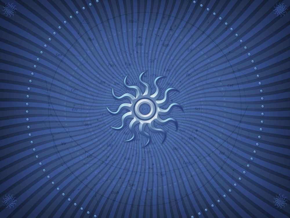 Digitally generated image of a blue star Canvas Art - Vlad GerasimovStocktrek Images (33 x 25)