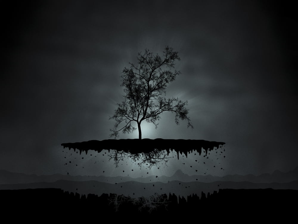 Digitally generated image of a flying tree Canvas Art - Vlad GerasimovStocktrek Images (17 x 13)