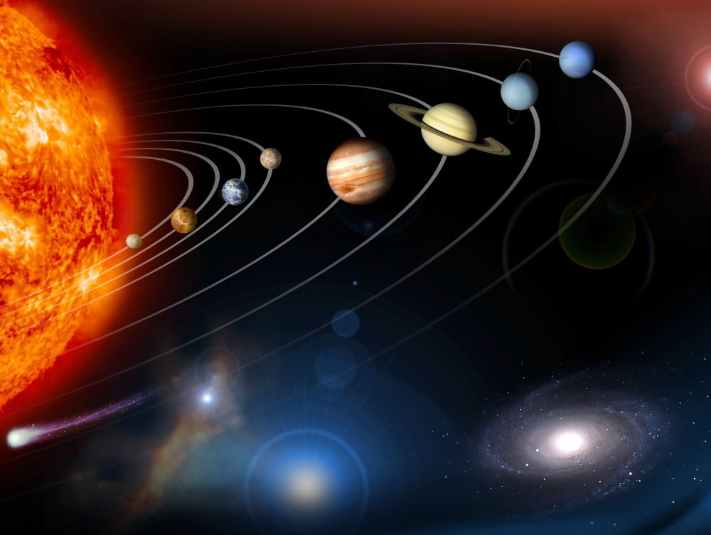 Digitally generated image of our solar system and points beyond Canvas Art - Stocktrek Images (32 x 24)