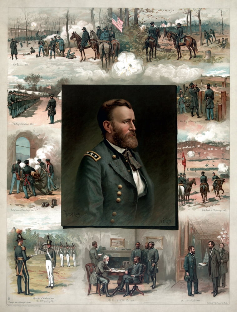 Digitally American history print of Ulysses S Grant and his achievements Canvas Art - John ParrotStocktrek Images (13 x 16)