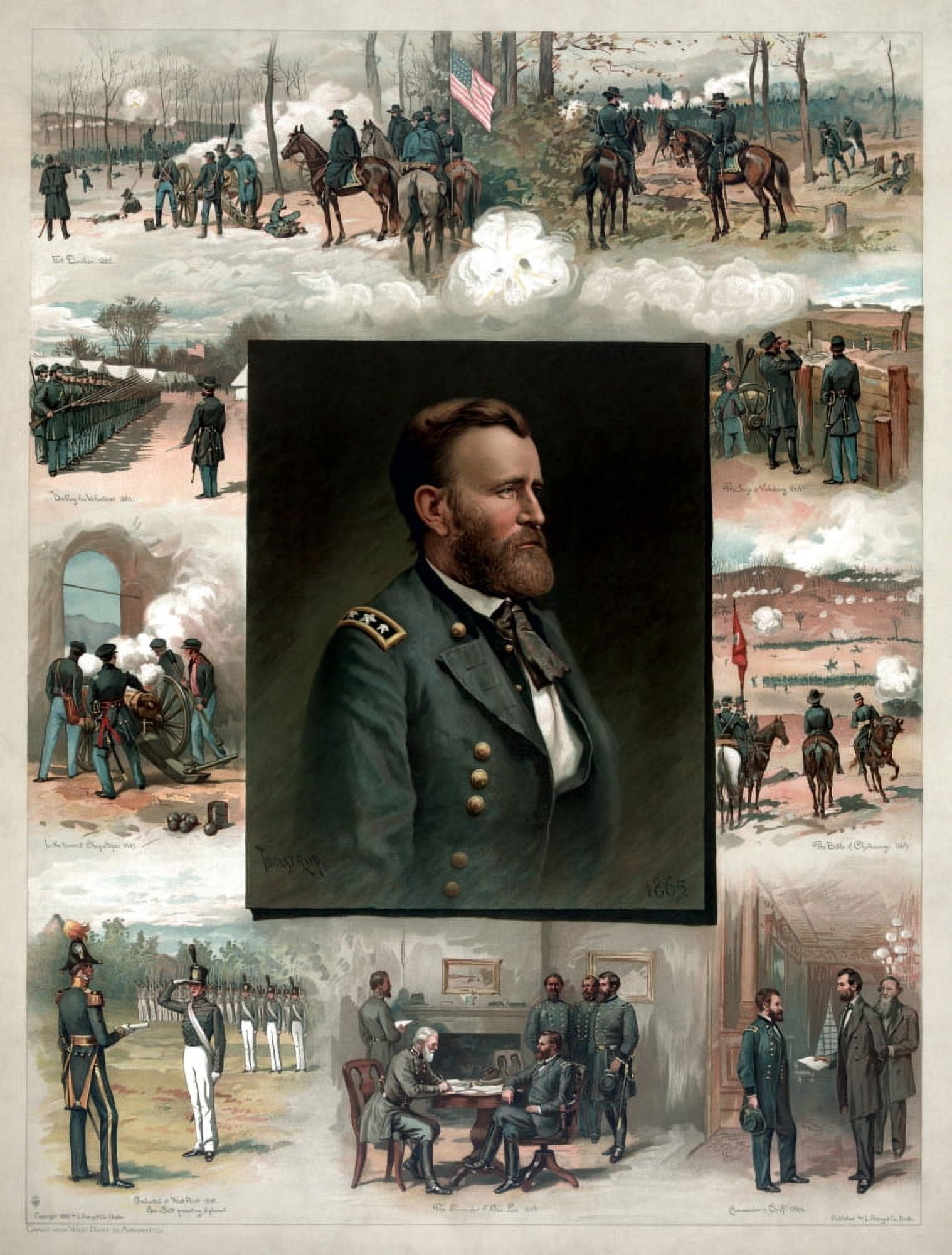 Digitally American history print of Ulysses S Grant and his achievements Canvas Art - John ParrotStocktrek Images (25 x 32)