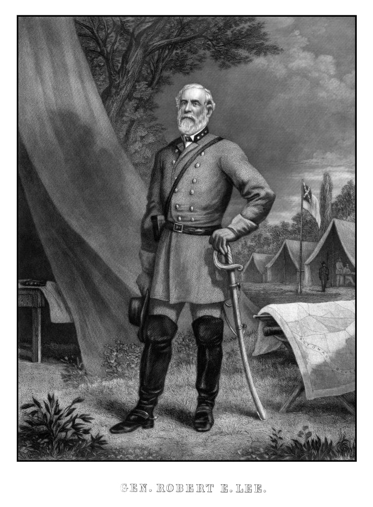 Digitally Civil War artwork of General Robert E Lee Canvas Art - John ParrotStocktrek Images (25 x 33)