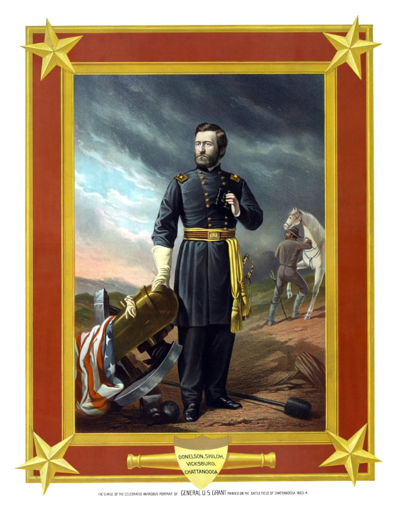 Digitally Civil War artwork of General Ulysses S Grant Canvas Art - John ParrotStocktrek Images (25 x 32)