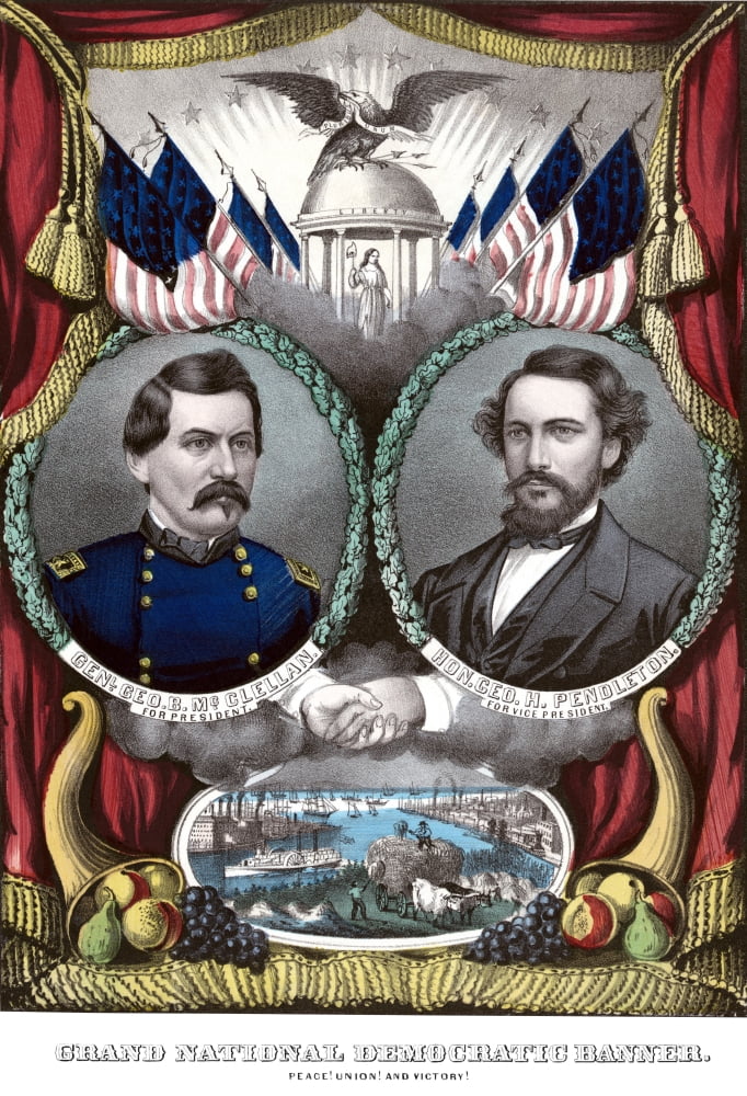 Digitally Civil War era Democratic Campaign Poster Canvas Art - John ParrotStocktrek Images (12 x 17)