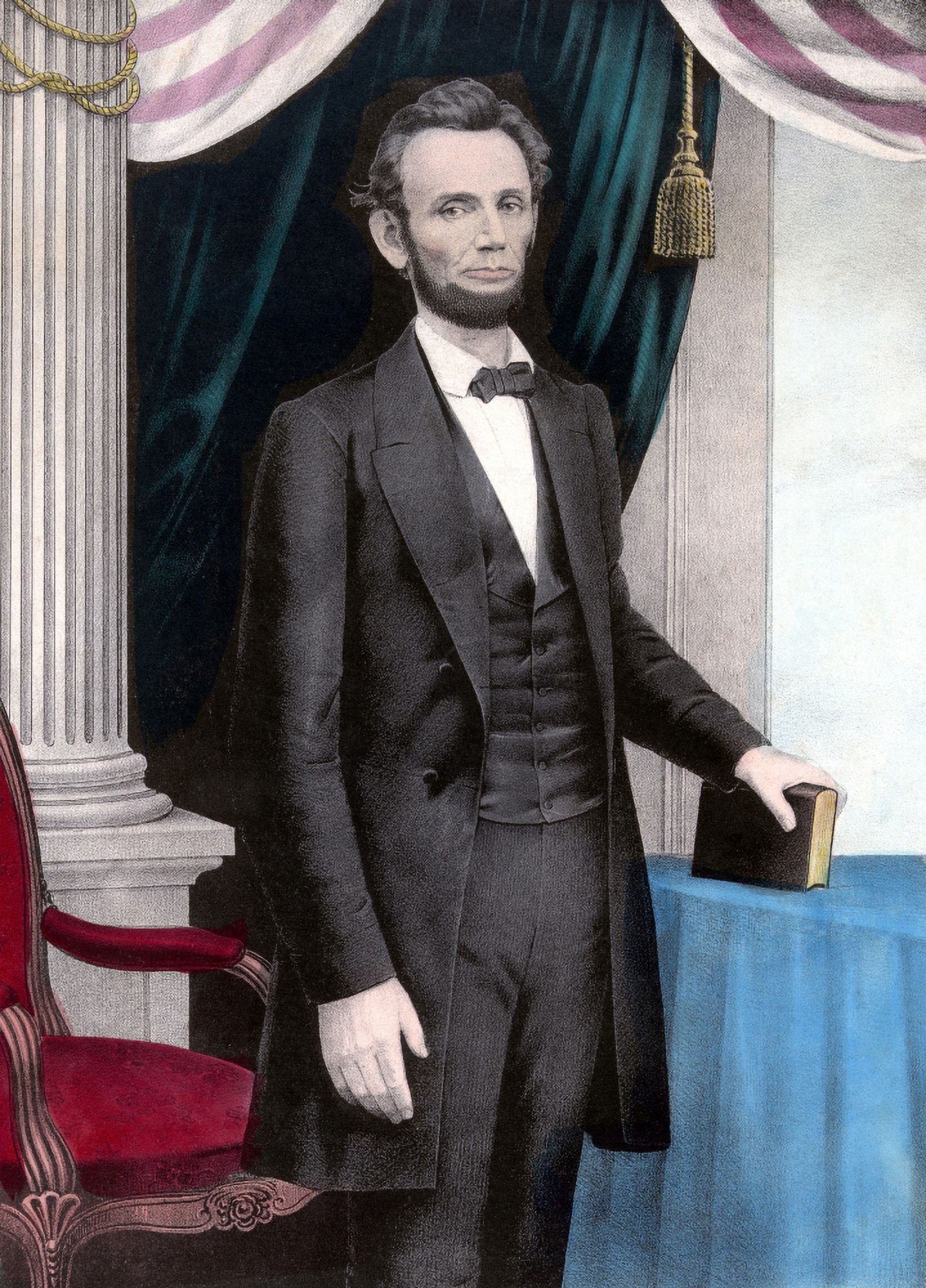 Digitally Civil War era color painting of President Abraham Lincoln Canvas Art - John ParrotStocktrek Images (24 x 34)