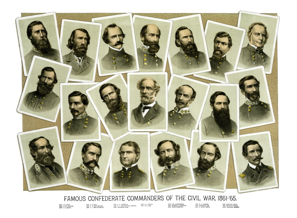 Digitally Civil War print featuring Famous Confederate Generals of the Civil War Canvas Art - John ParrotStocktrek Images (33 x 25)