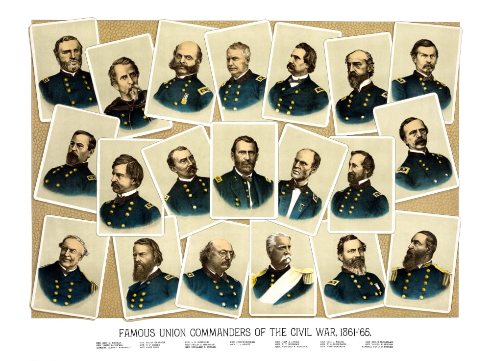 Digitally Civil War print featuring Famous Union Commanders Canvas Art - John ParrotStocktrek Images (17 x 13)