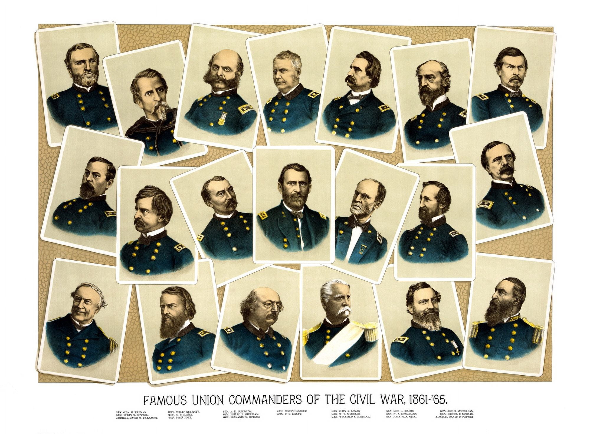 Digitally Civil War print featuring Famous Union Commanders Canvas Art - John ParrotStocktrek Images (33 x 25)