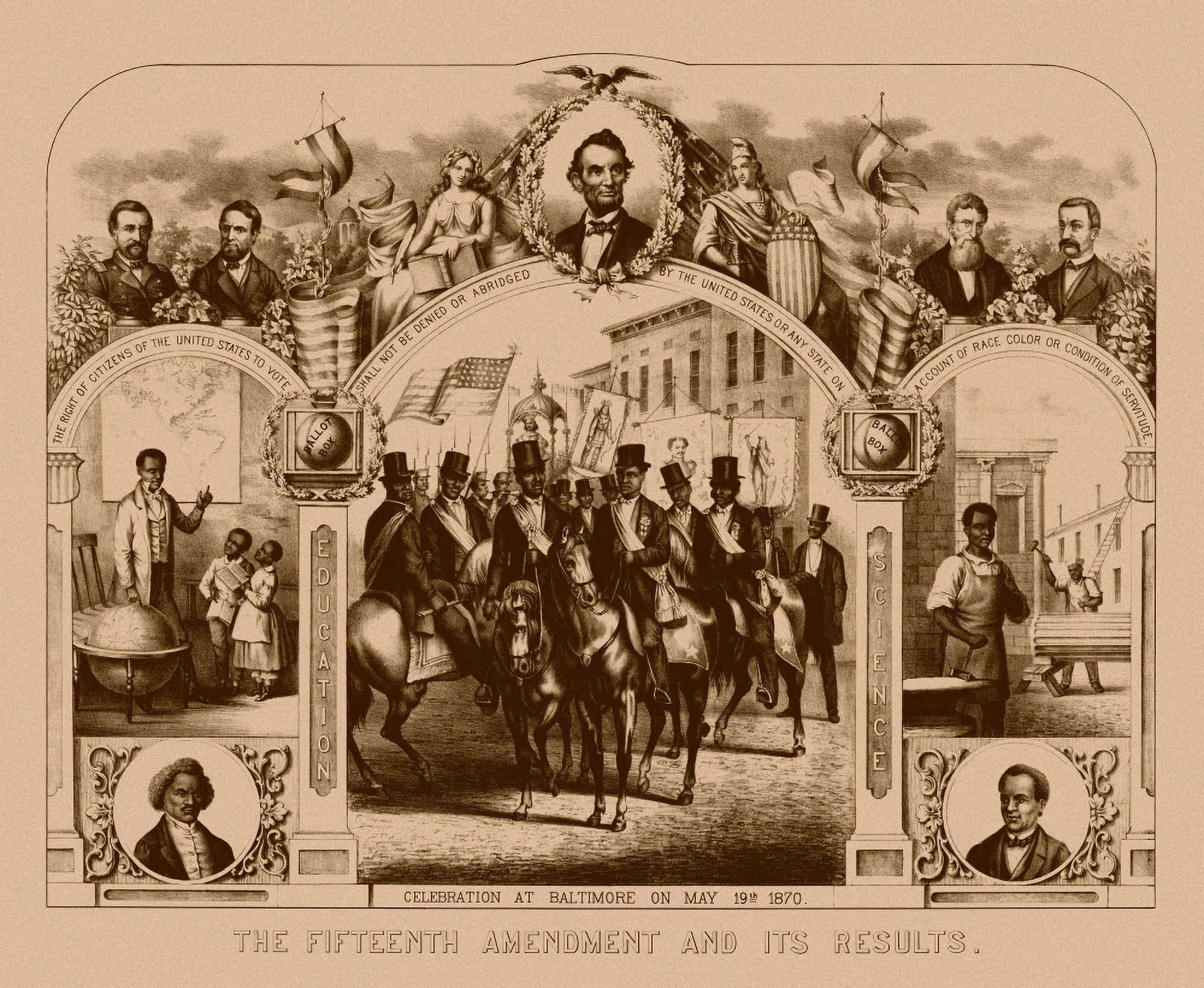 Digitally Civil War print of The Fifteenth Amendment and Its Results Canvas Art - John ParrotStocktrek Images (16 x 13)