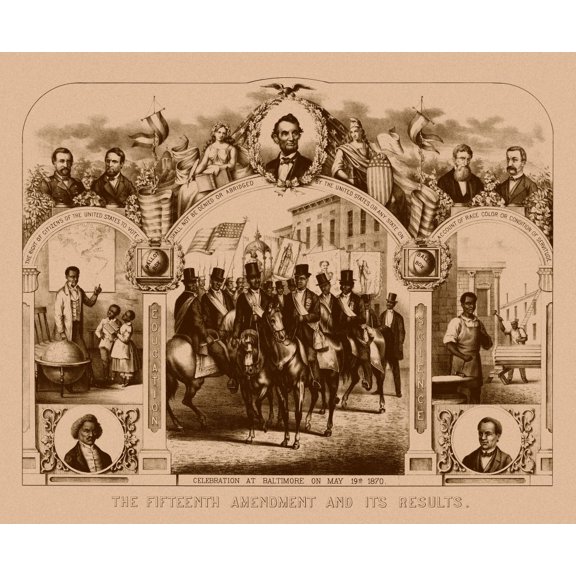 Digitally Civil War print of The Fifteenth Amendment and Its Results Canvas Art - John ParrotStocktrek Images (16 x 13)