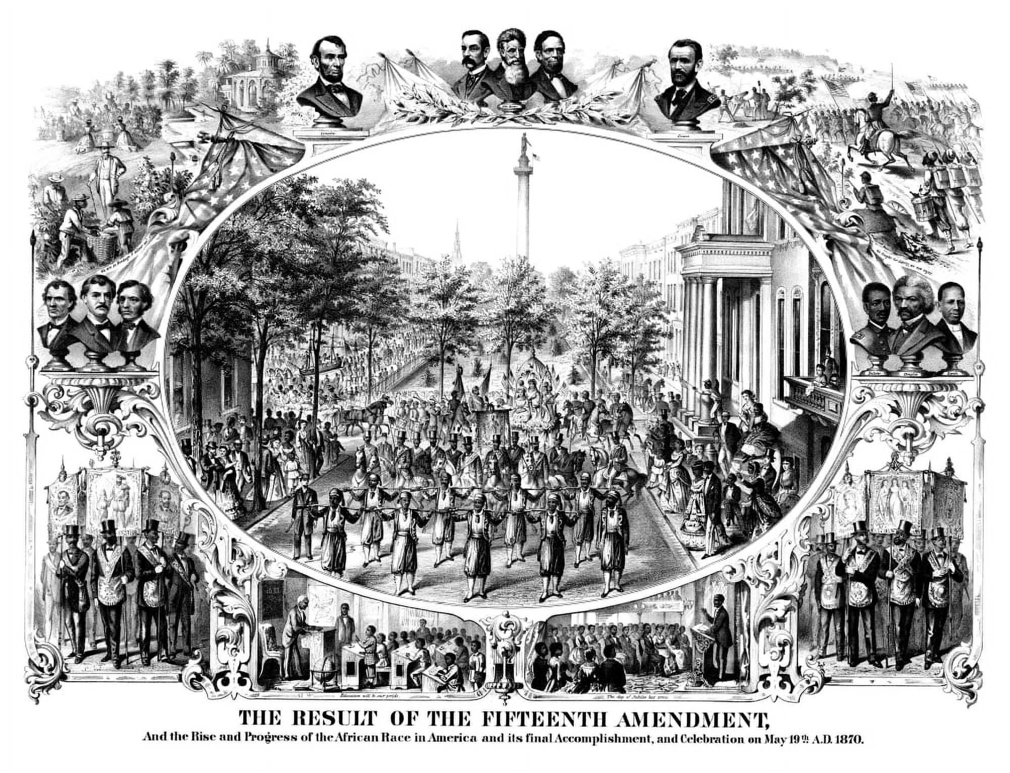 Digitally restored Civil War print of The Fifteenth Amendment and Its Results Canvas Art - John ParrotStocktrek Images (17 x 13)