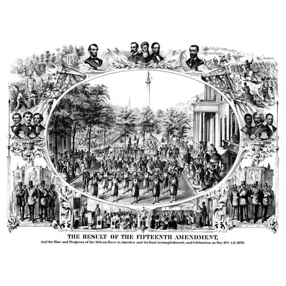 Digitally Civil War print of The Fifteenth Amendment and Its Results Canvas Art - John ParrotStocktrek Images (17 x 13)