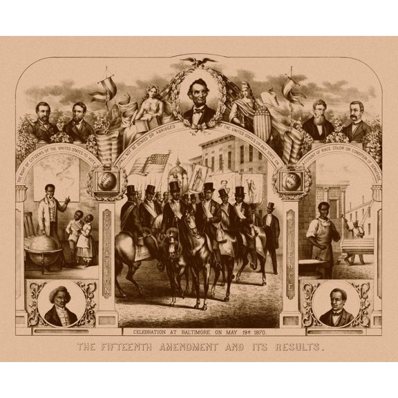Digitally Civil War print of The Fifteenth Amendment and Its Results Canvas Art - John ParrotStocktrek Images (32 x 26)
