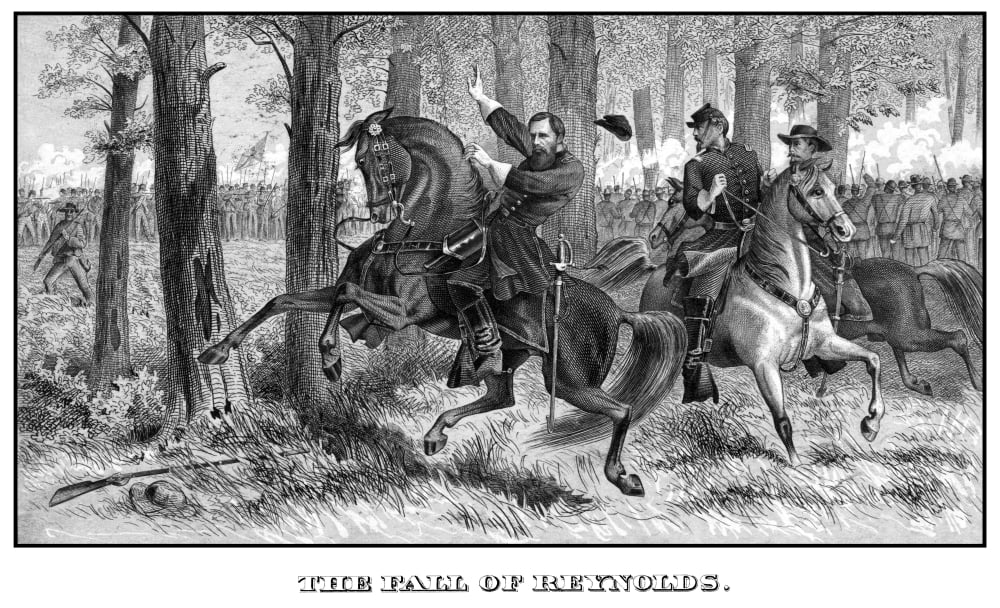 Digitally Civil War print of Union General John Reynolds Canvas Art - John ParrotStocktrek Images (37 x 22)
