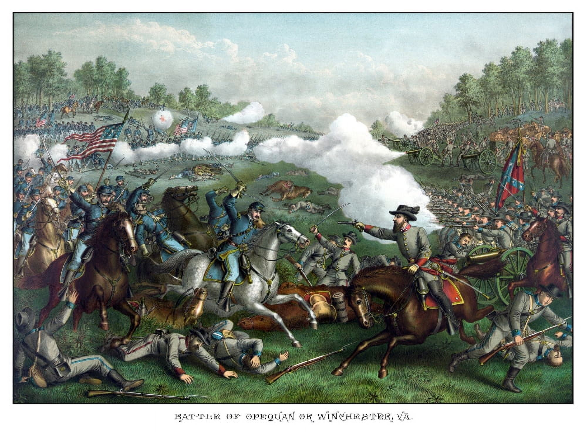 Digitally Civil War print of the Battle of Opequon Canvas Art - John ParrotStocktrek Images (33 x 25)