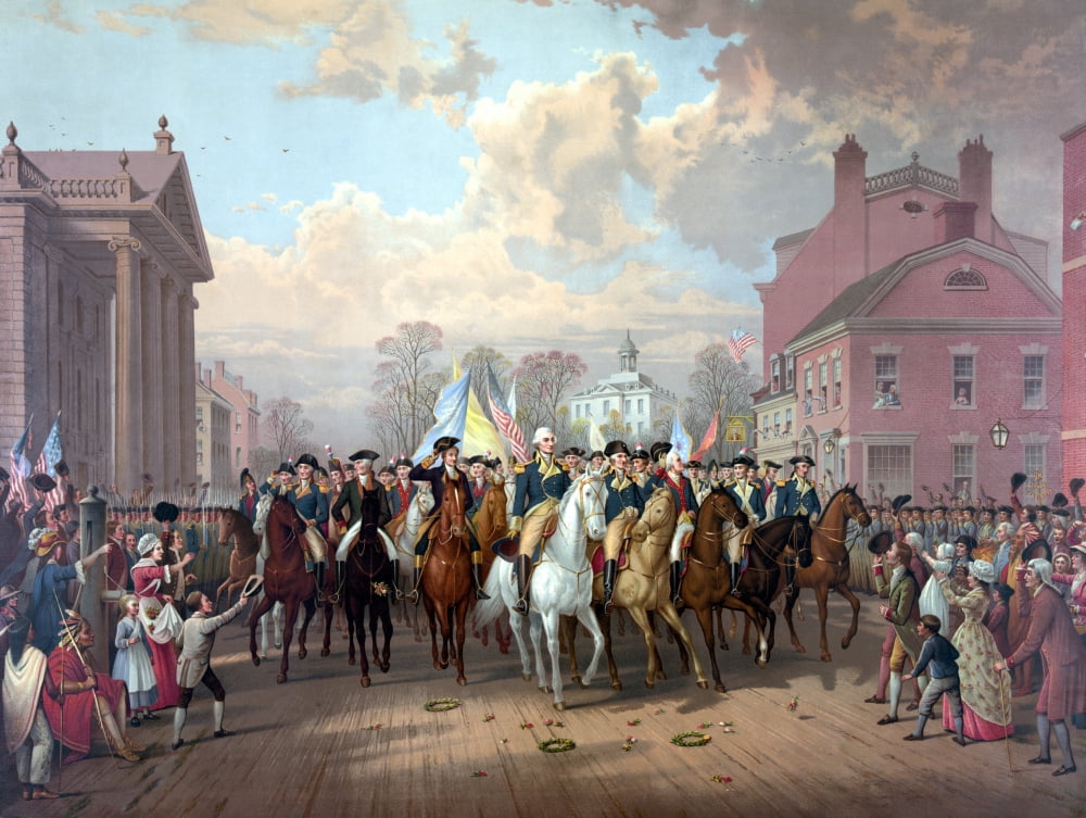 Digitally Revolutionary War painting of General George Washington and his men Canvas Art - John ParrotStocktrek Images (17 x 13)