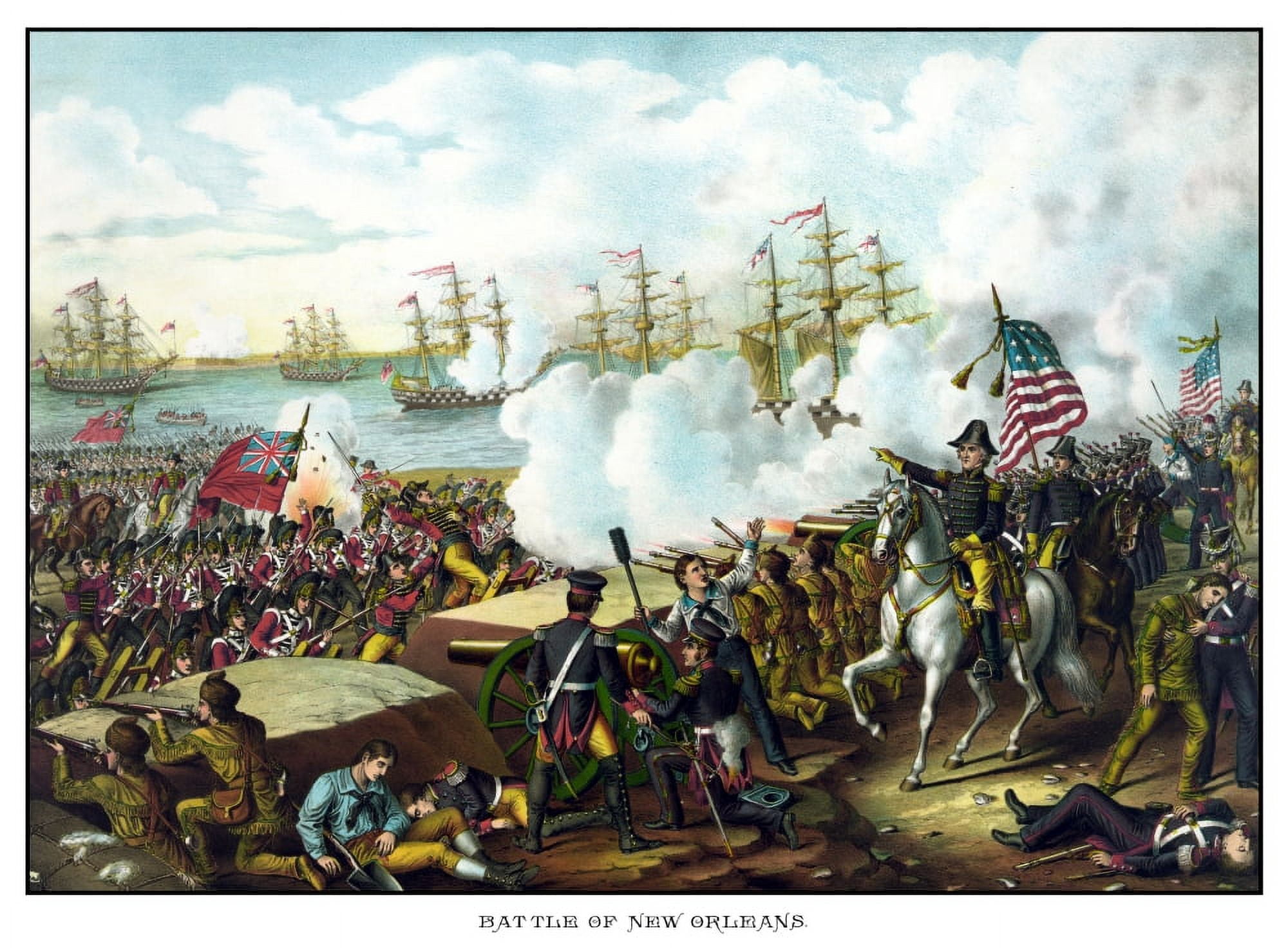 Digitally War of 1812 print at the Battle of New Orleans Canvas Art - John ParrotStocktrek Images (33 x 24)