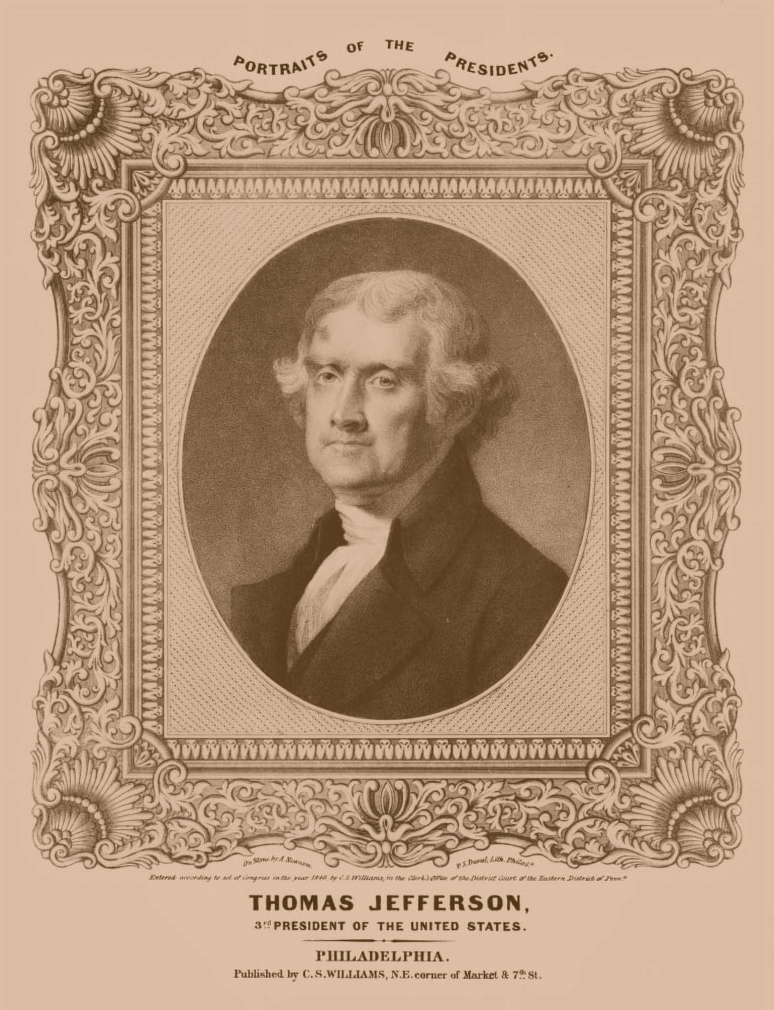 Digitally artwork of Thomas Jefferson Canvas Art - John ParrotStocktrek Images (13 x 17)