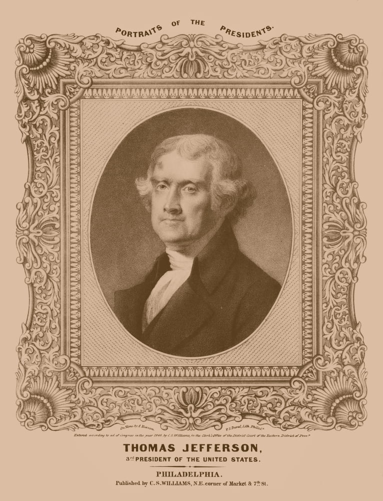 Digitally artwork of Thomas Jefferson Canvas Art - John ParrotStocktrek Images (25 x 33)