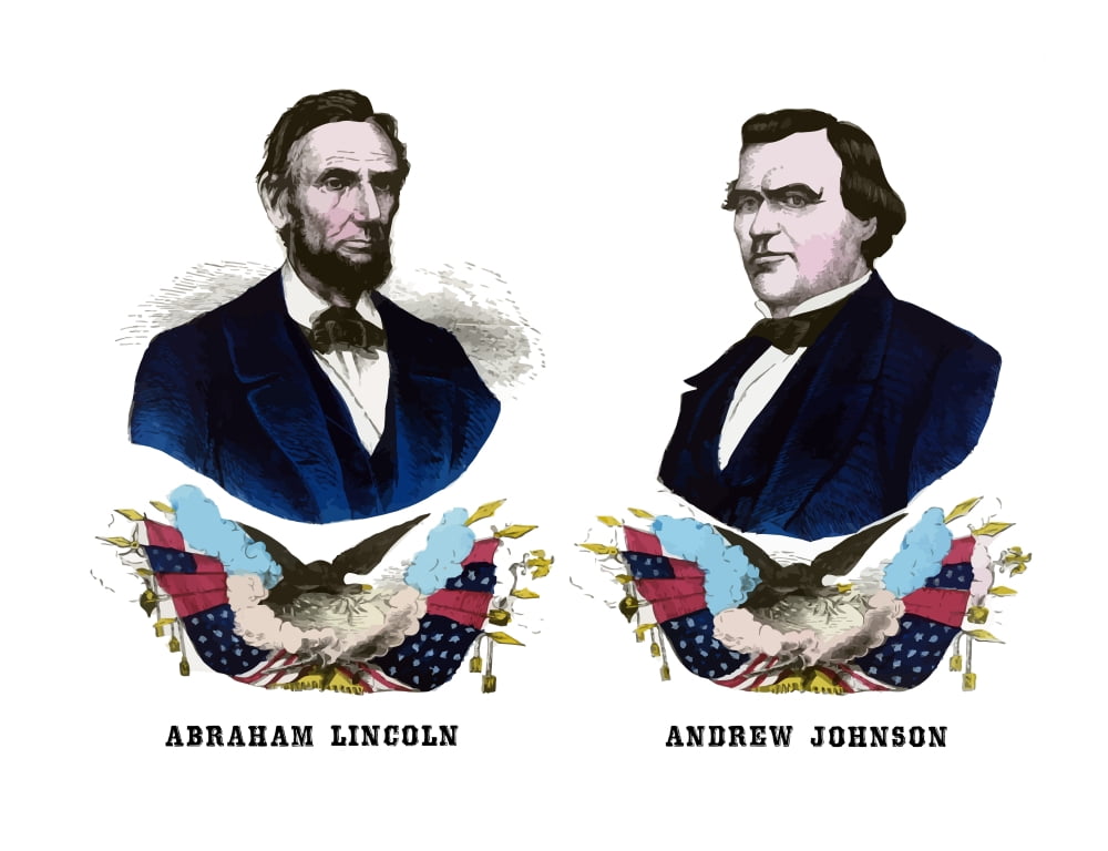 Digitally campaign poster of Abraham Lincoln and Andrew Johnson vector Canvas Art - John ParrotStocktrek Images (16 x 13)