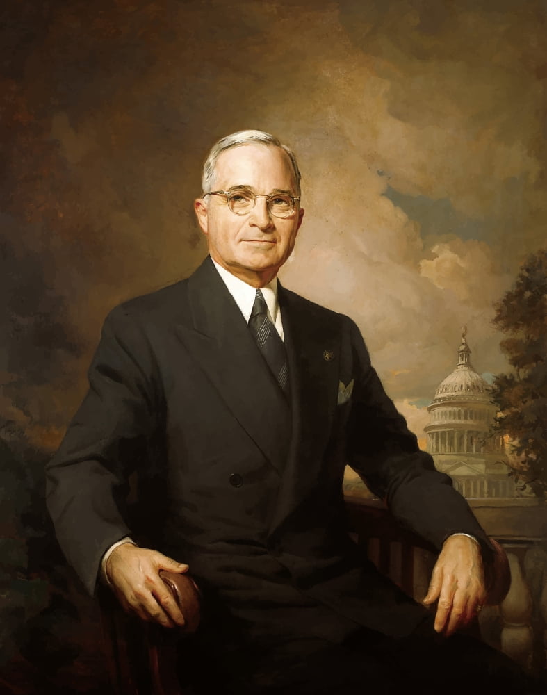Digitally painting of Harry S Truman Canvas Art - John ParrotStocktrek Images (13 x 16)
