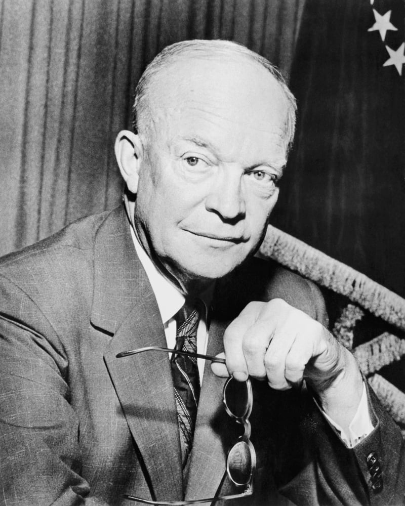 Digitally photo of Dwight Eisenhower holding a pair of glasses Canvas Art - John ParrotStocktrek Images (13 x 16)