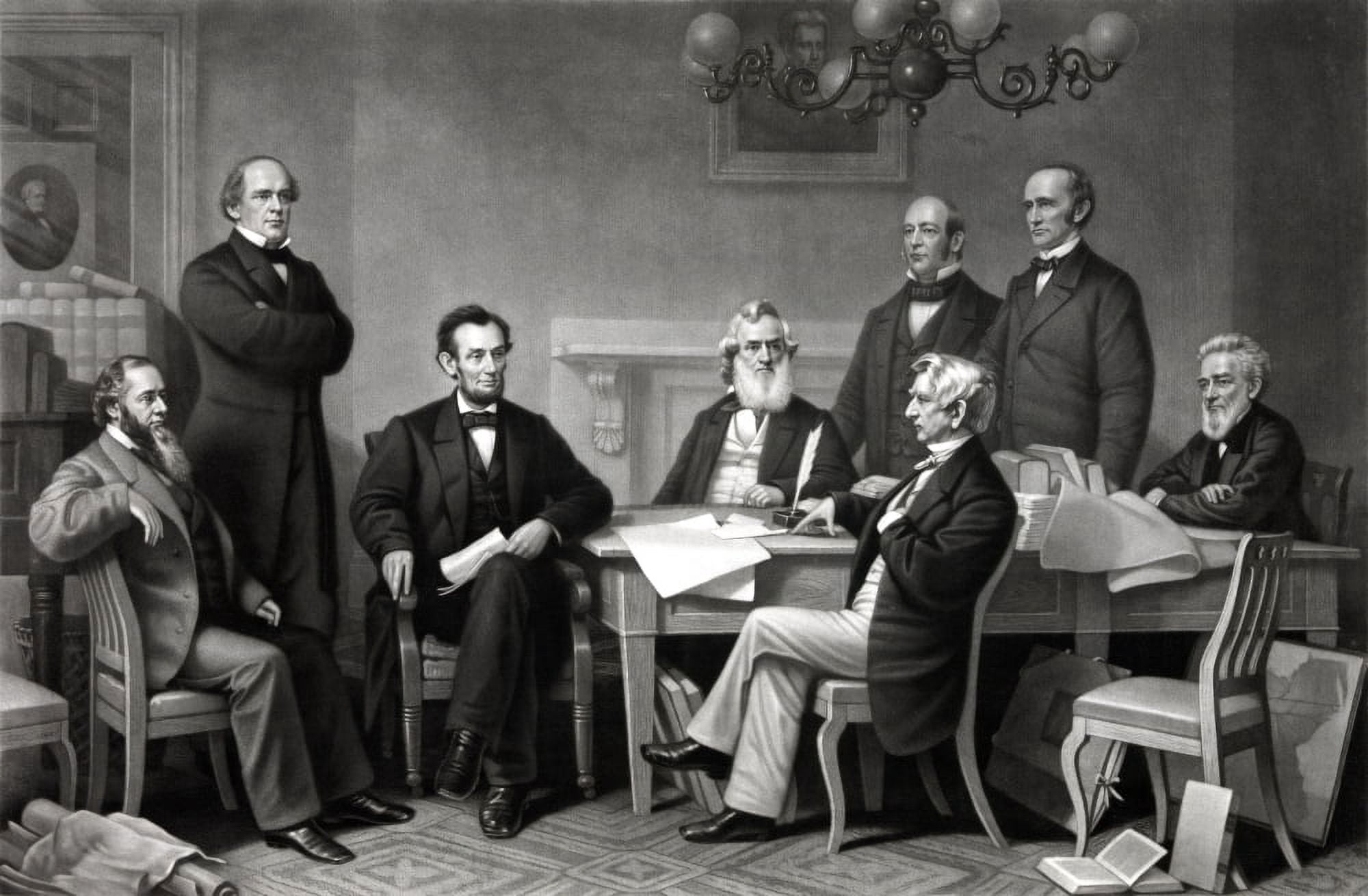 Digitally picture of President Lincoln reading the Emancipation Proclamation to his cabinet Canvas Art - John ParrotStocktrek Images (18 x 12)