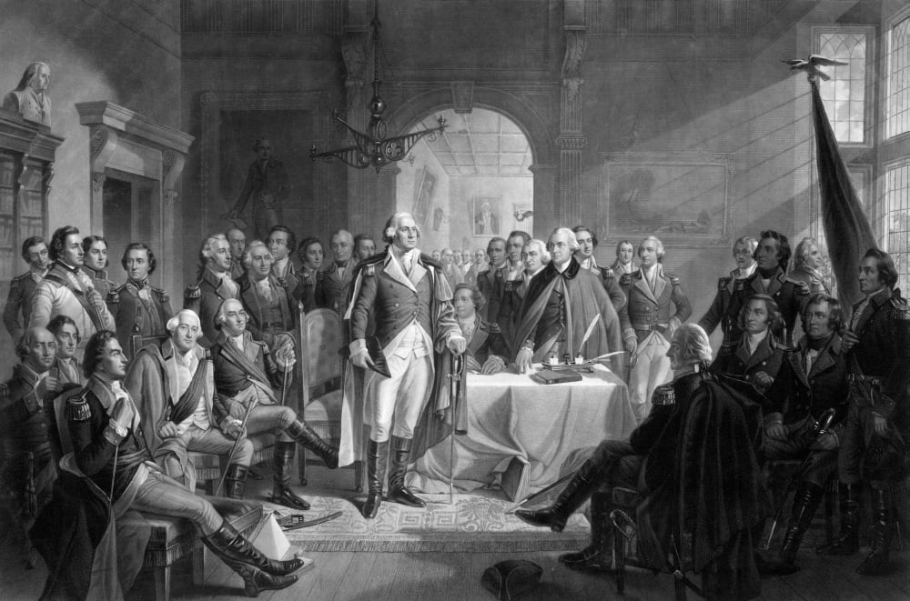 Digitally picture of General George Washington and his military commanders Canvas Art - John ParrotStocktrek Images (35 x 23)