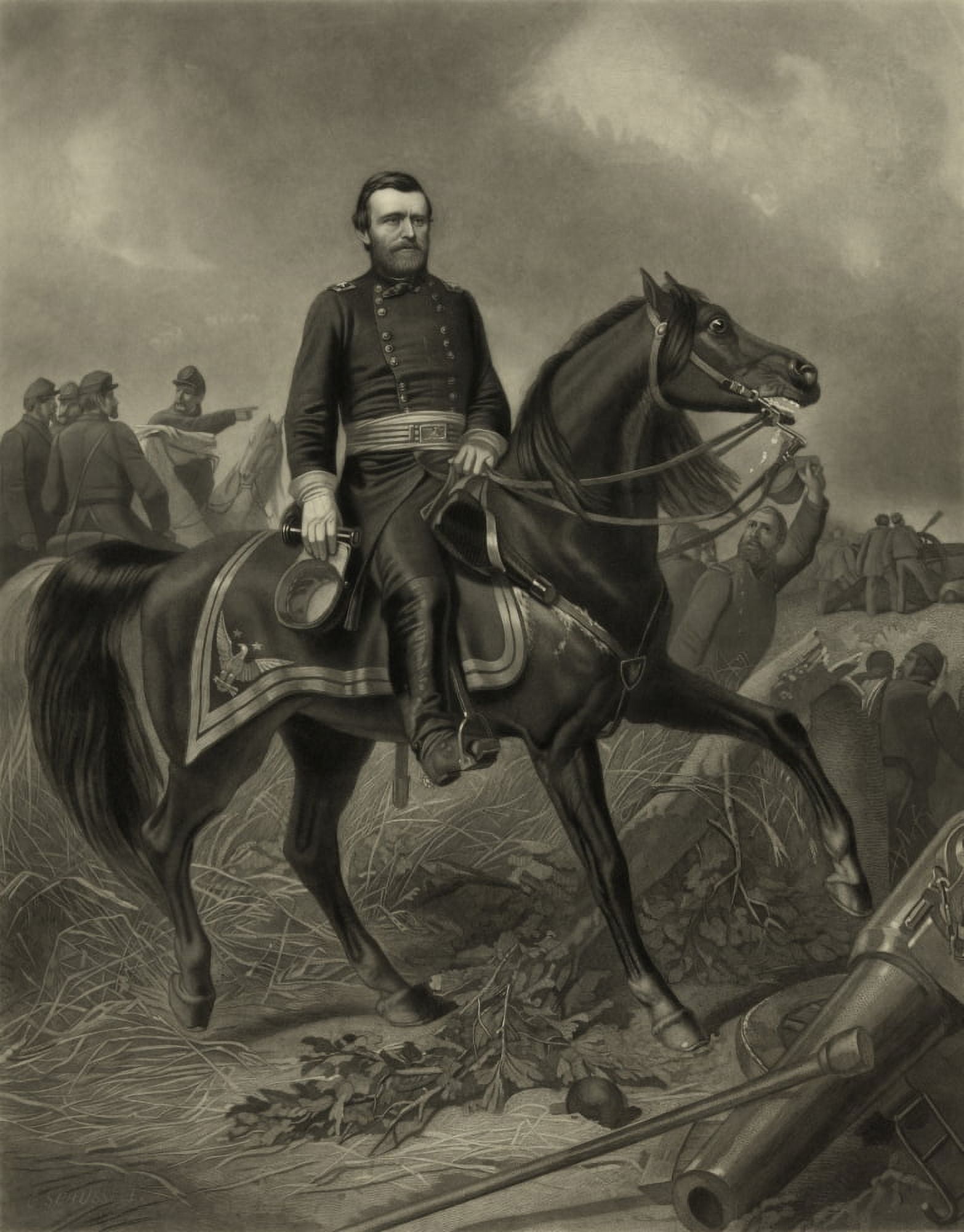 Digitally picture of General Grant during the American Civil War Canvas Art - John ParrotStocktrek Images (13 x 16)