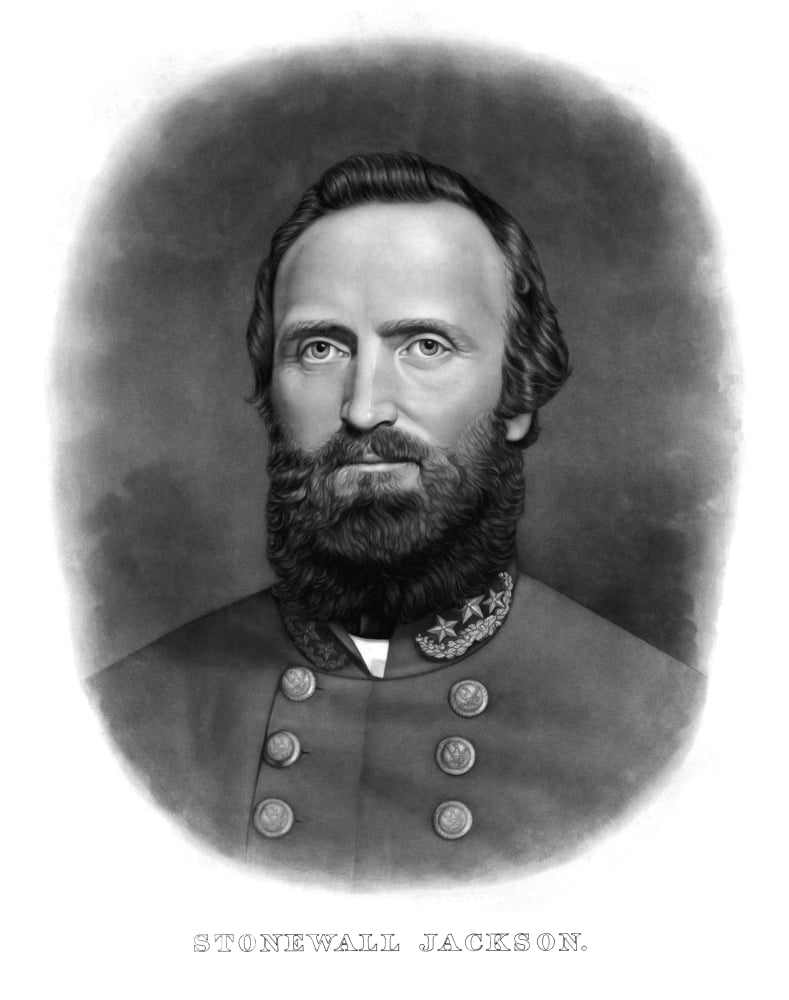 Digitally portrait of Thomas Stonewall Jackson Canvas Art - John ParrotStocktrek Images (26 x 32)