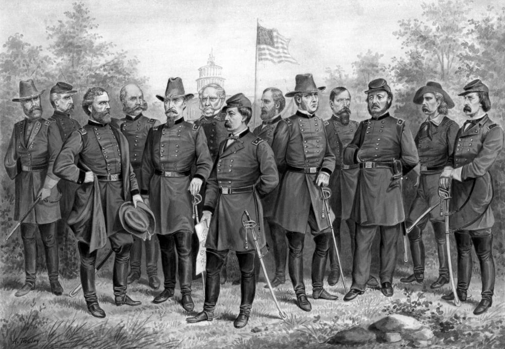 Digitally print featuring famous Union Generals of the Civil War Canvas Art - John ParrotStocktrek Images (17 x 12)