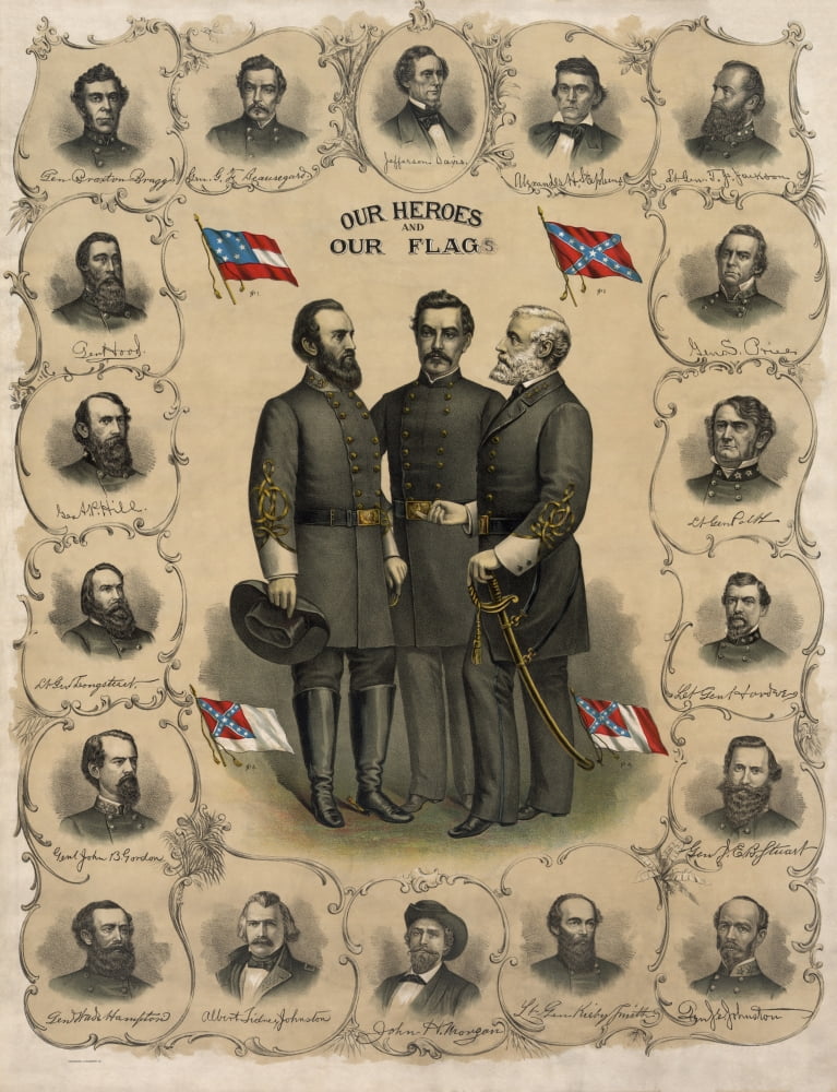 Digitally print of the Confederate Commanders of The American Civil War Canvas Art - John ParrotStocktrek Images (13 x 17)