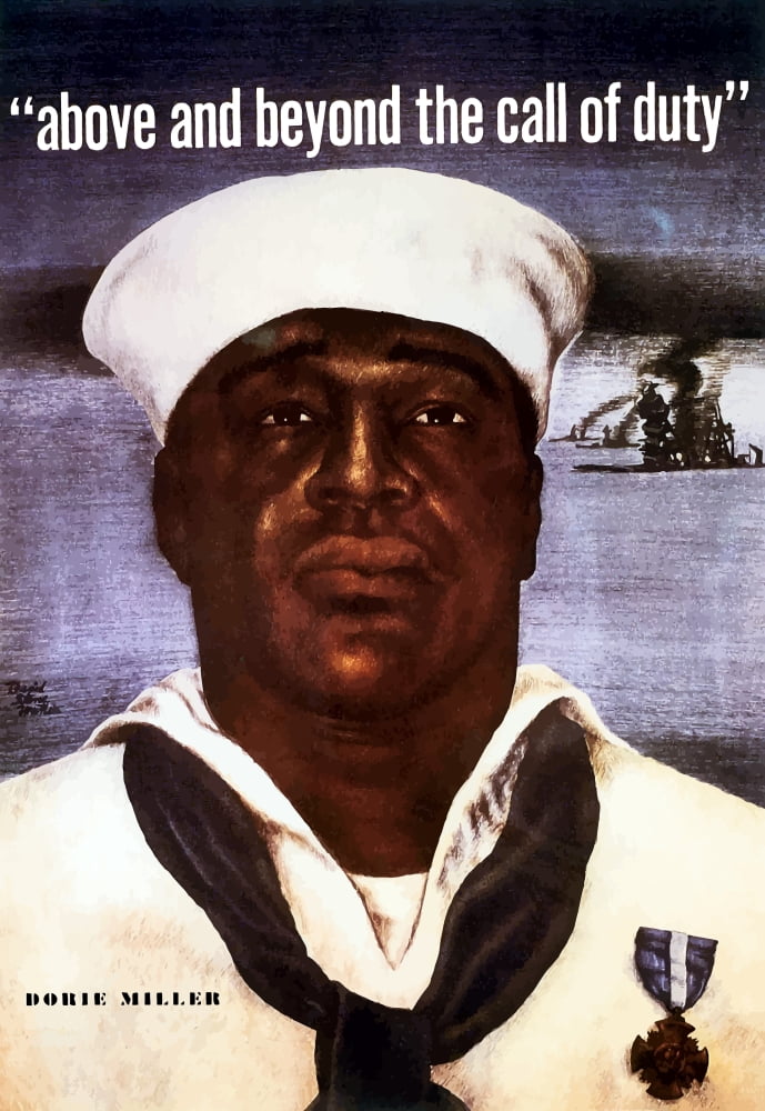 Digitally vector image of Doris Dorie Miller a cook in the US Navy Canvas Art - John ParrotStocktrek Images (12 x 17)