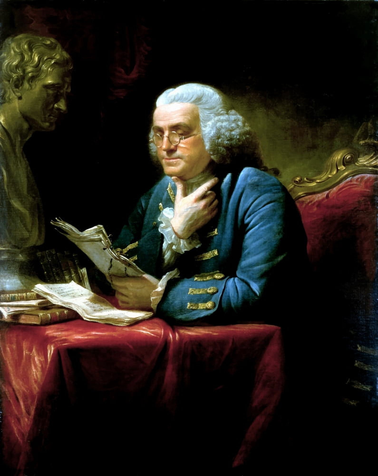 Digitally vector painting of Benjamin Franklin Canvas Art - John ParrotStocktrek Images (13 x 16)