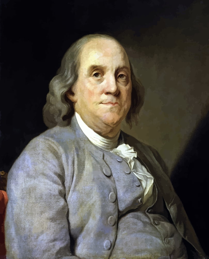 Digitally vector painting of Benjamin Franklin Canvas Art - John ParrotStocktrek Images (13 x 16)